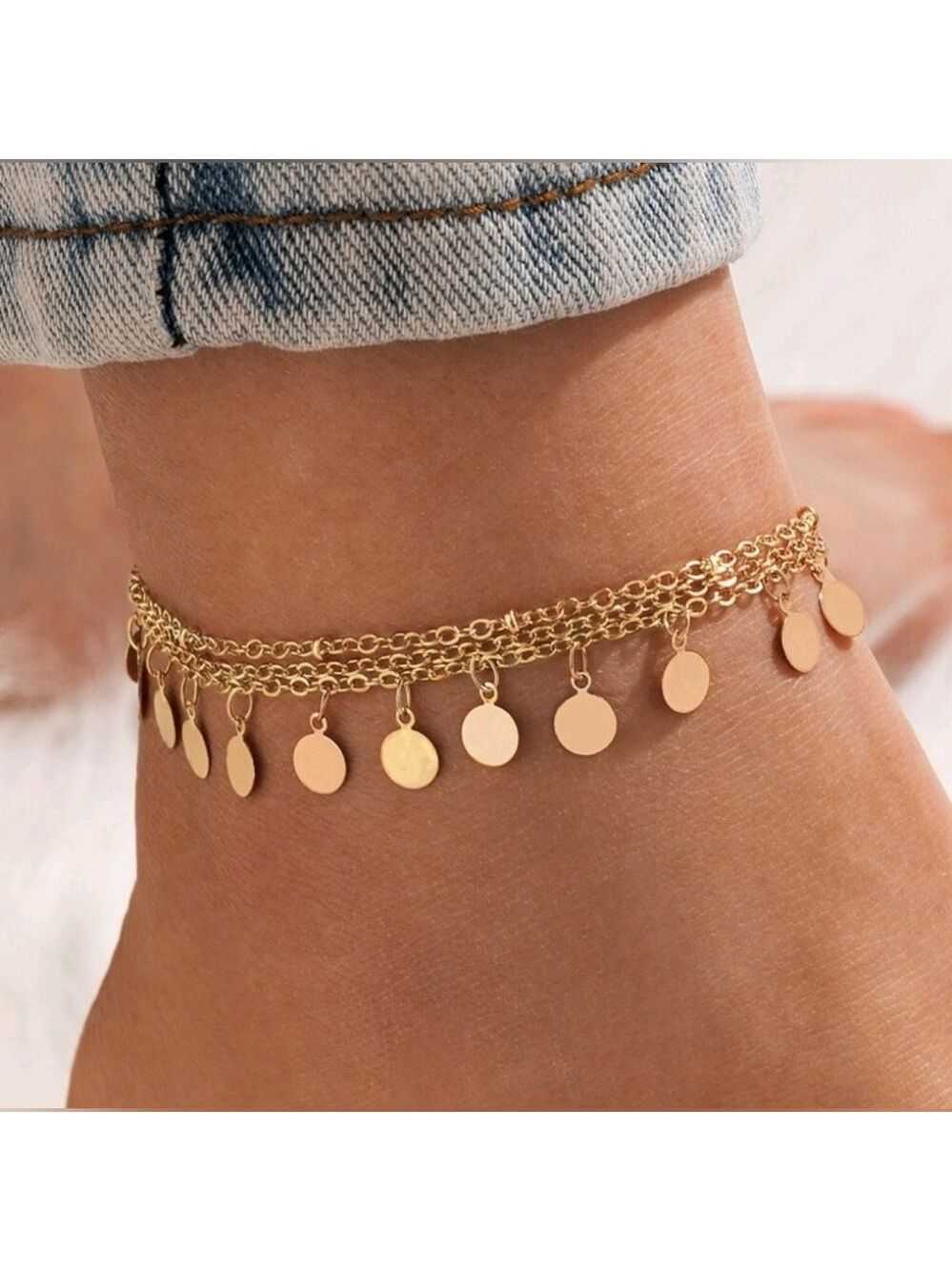 Gold Disc Charm Anklet